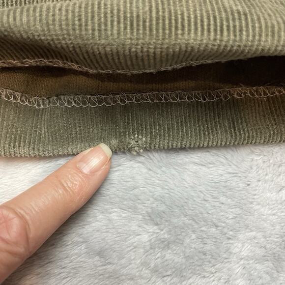 Vtg Lands End Corduroy Pants Mens 38R Olive Green 100% Cotton Pleated Cuffed - Picture 9 of 11